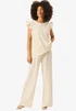 Gini London Ivory Frill Sleeves Textured Oversized Top - M/L Image 1