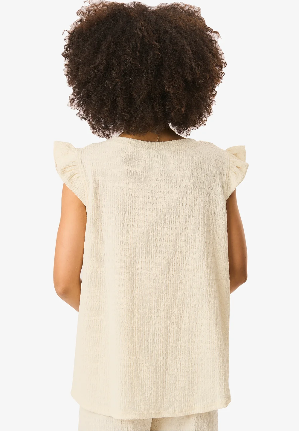 Gini London Ivory Frill Sleeves Textured Oversized Top - M/L Image 2