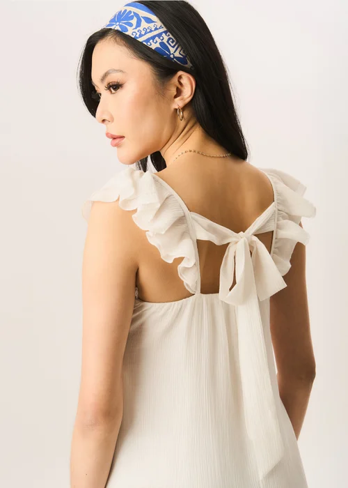 Gini London White Ruffle Short Sleeve Maxi Dress - 14 Image 3