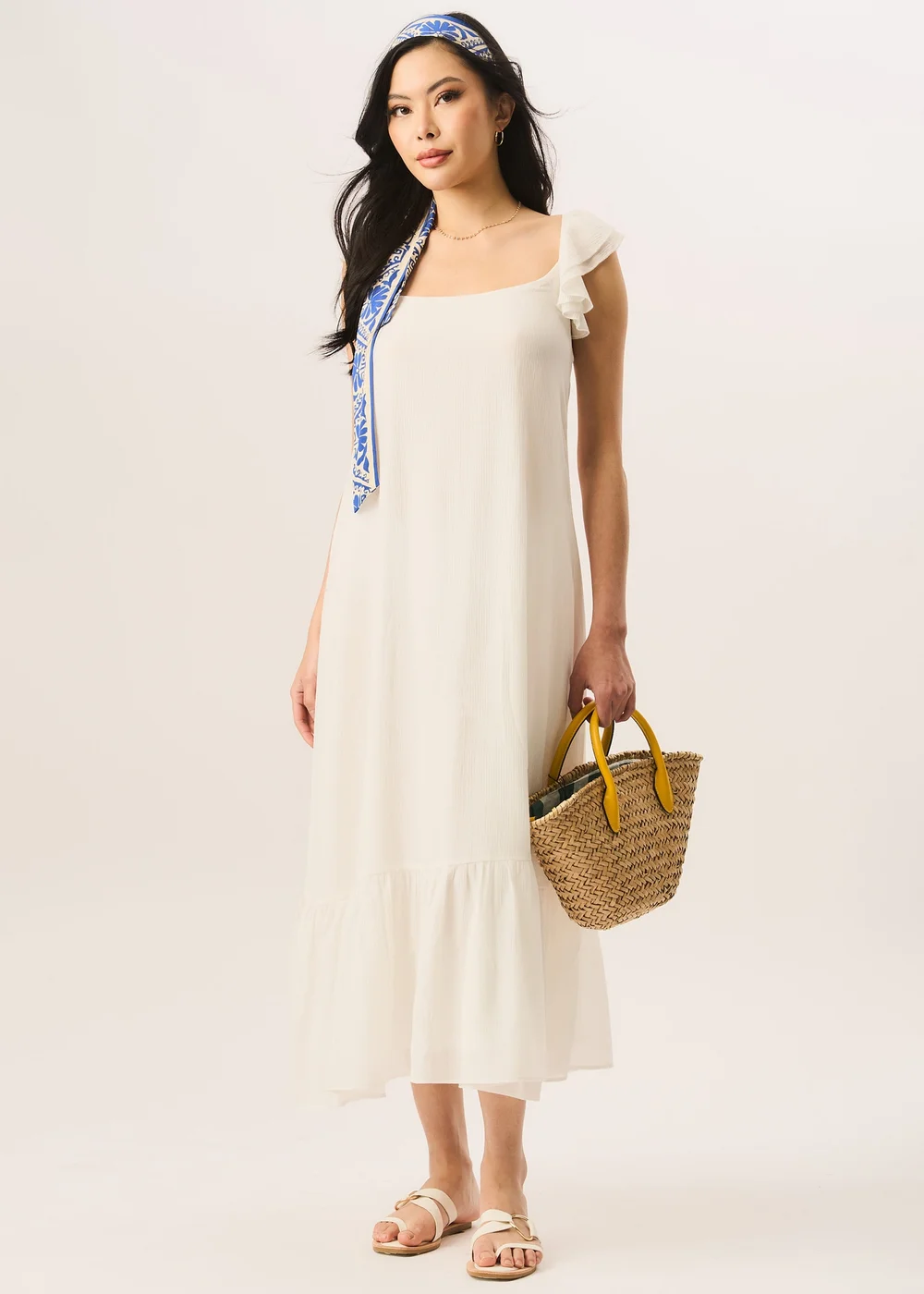 Gini London White Ruffle Short Sleeve Maxi Dress - 14 Image 1