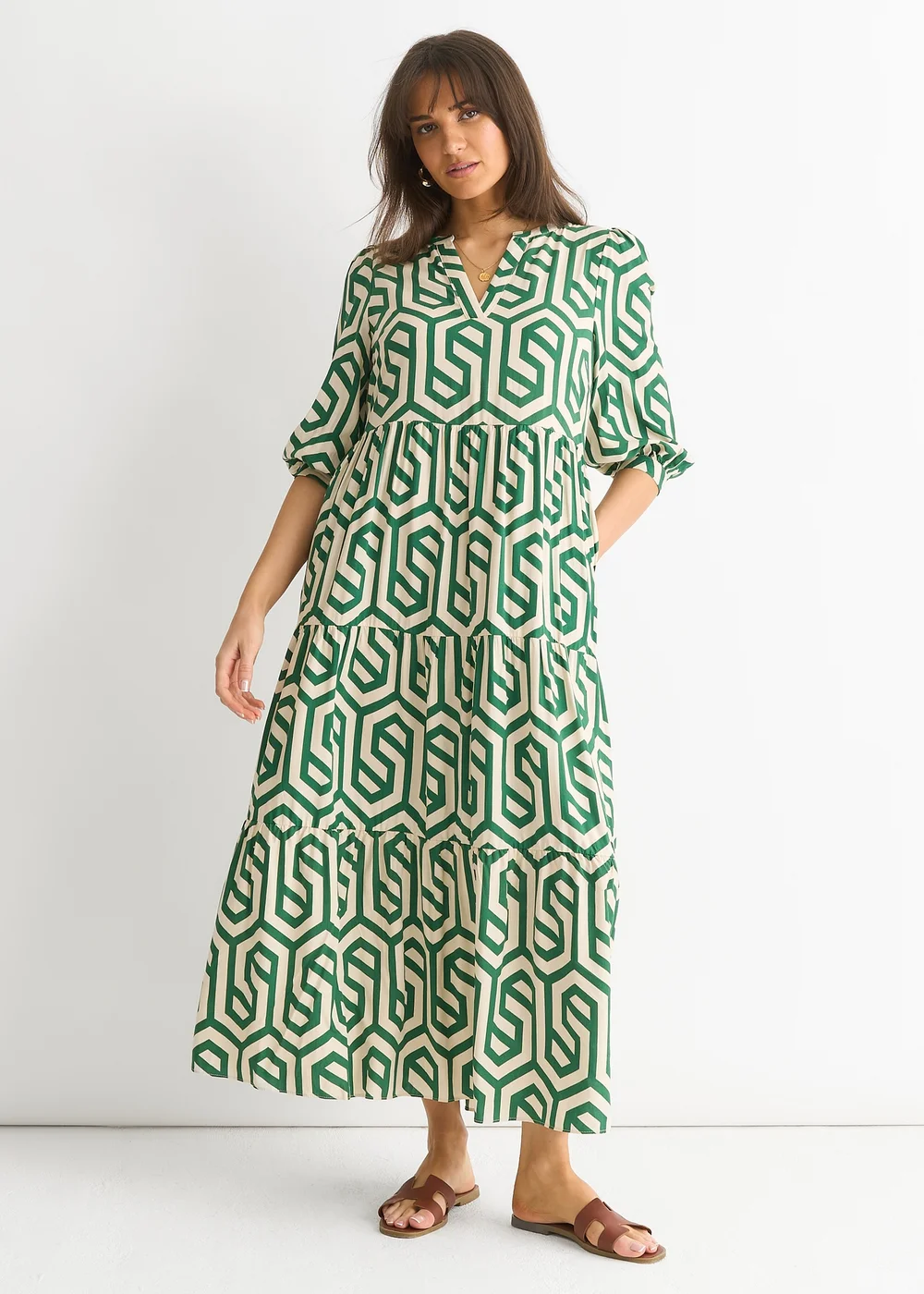 Gini London Green Long Sleeve Maxi Dress - 12 Image 1