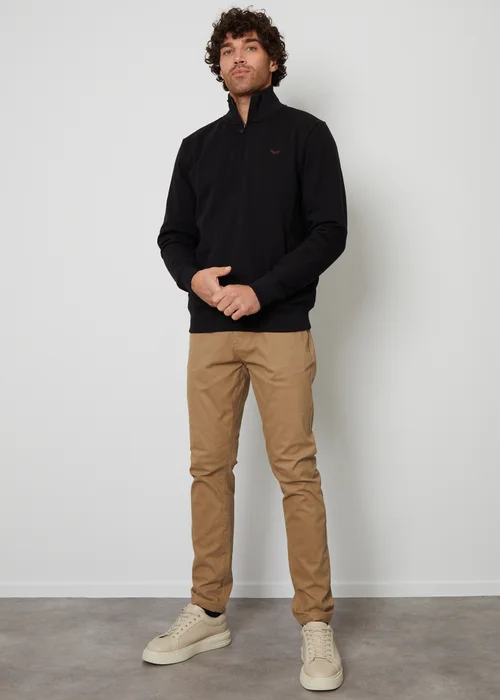 Threadbare Black 1/4 Zip Neck Sweatshirt - L Image 4