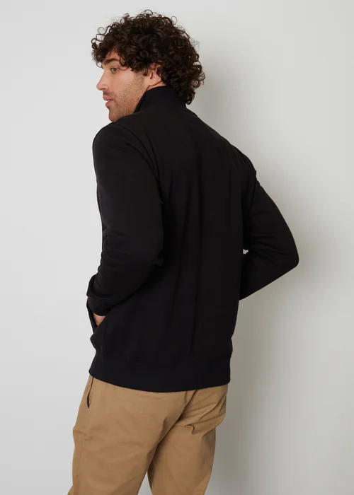 Threadbare Black 1/4 Zip Neck Sweatshirt - L Image 2