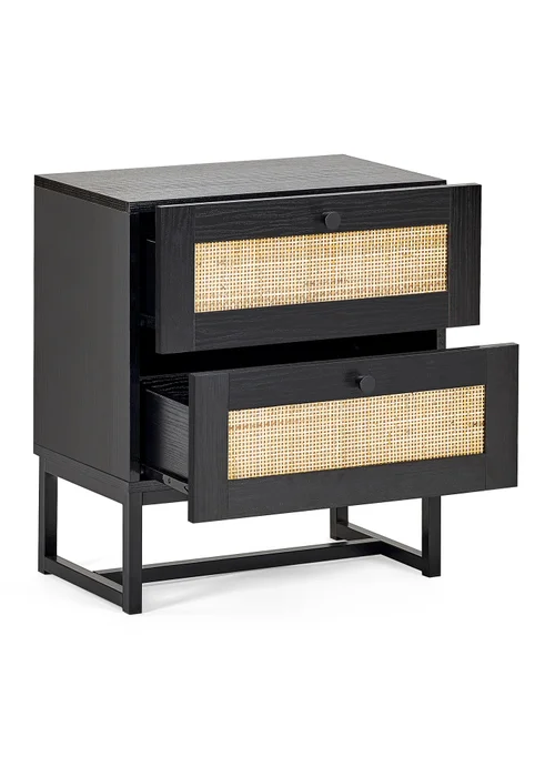 Julian Bowen Padstow 2 Drawer Bedside in Black (55 x 50 x 30cm) - No Size Image 3