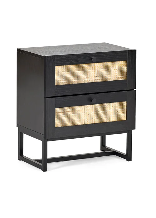 Julian Bowen Padstow 2 Drawer Bedside in Black (55 x 50 x 30cm) - No Size Image 2