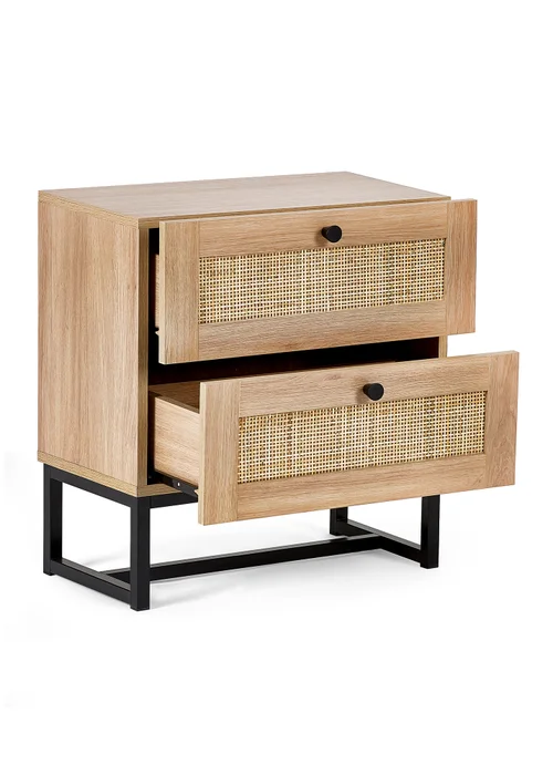 Julian Bowen Brown Padstow 2 Drawer Bedside in Oak(55 x 50 x 30cm) - One Size Image 3