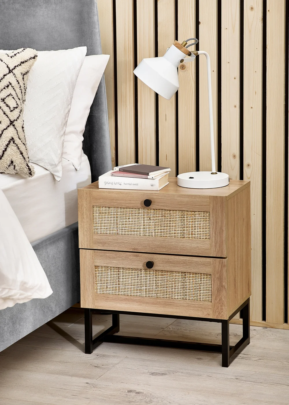 Julian Bowen Brown Padstow 2 Drawer Bedside in Oak(55 x 50 x 30cm) - One Size Image 1