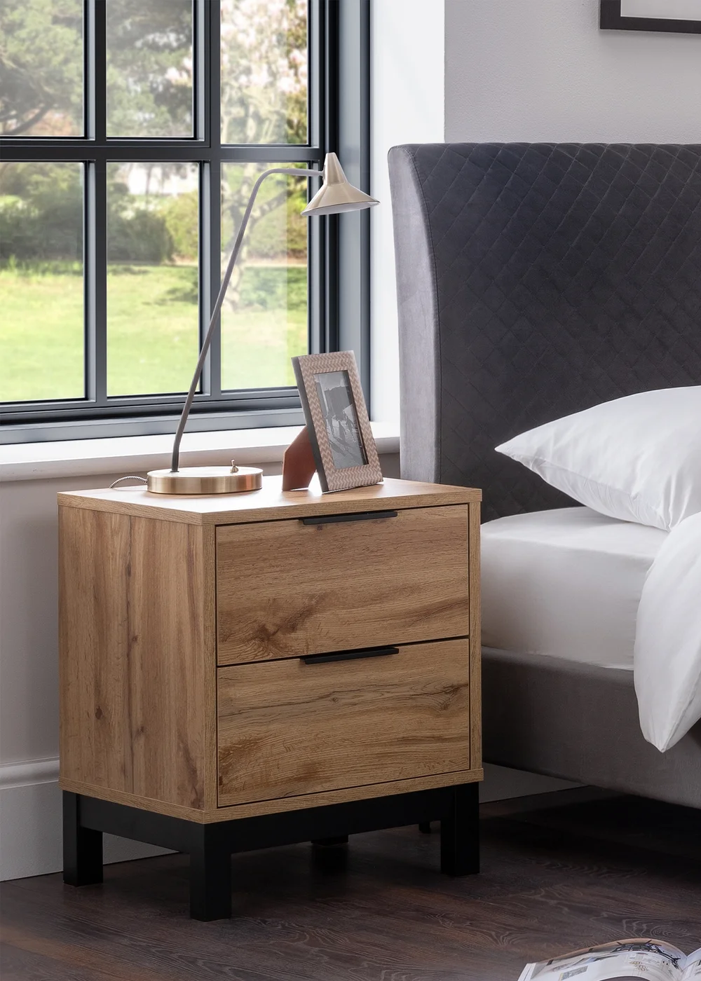 Julian Bowen Bali 2 Drawer Bedside in Light Brown (57.5 x 45 x 40cm) - One Size Image 1