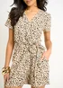 Gini London Beige Animal Print Belted Wrap Playsuit - 16 Image 3