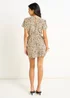 Gini London Beige Animal Print Belted Wrap Playsuit - 16 Image 2