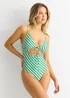 Gini London Green Wave Pint Tie Front Swimsuit - Size 8 Image 3