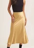 Gini London Sandy Gold Satin Bias Cut Midi Skirt - 14 Image 3