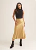 Gini London Sandy Gold Satin Bias Cut Midi Skirt - 14 Image 1
