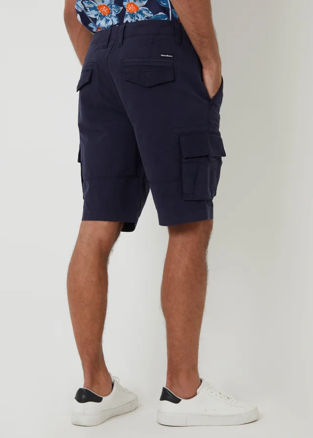Threadbare Navy Manchester Cotton Cargo Shorts