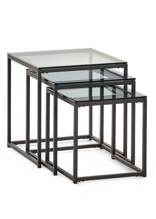 Julian Bowen Chicago Nest Of 3 Tables Smoked Glass (45 x 45 x 45cm) - One Size Image 2