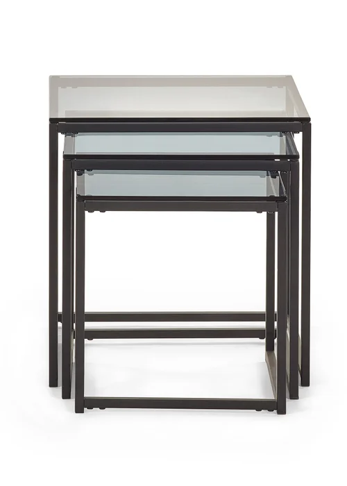 Julian Bowen Chicago Nest Of 3 Tables Smoked Glass (45 x 45 x 45cm) - One Size Image 4