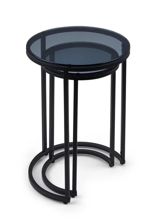 Julian Bowen Black Round Nesting Side Tables Smoked Glass (55 x 40 x 40cm) - No Size Image 4