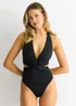 Gini London Black Twisted Cut out Halter Swimsuit - Size 14 Clothing Image 1