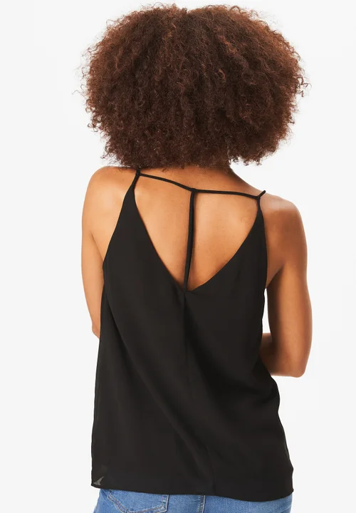 Gini London Black Plain Strappy Cami Top - M/L Image 2