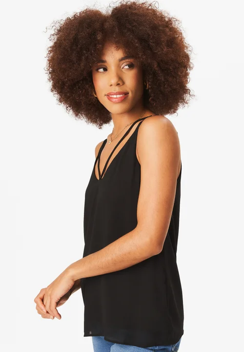 Gini London Black Plain Strappy Cami Top - M/L Image 4