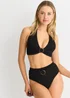 Gini London Black Textured Halter Bikini Top With Ring Belt Detail - Size 8 Image 1