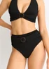 Gini London Black Textured Halter Bikini Top With Ring Belt Detail - Size 8 Image 3