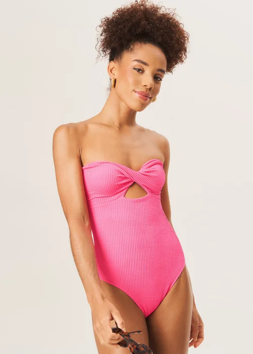 Gini London Fuchsia Twist Front Textured Swimsuit - 10 Image 4