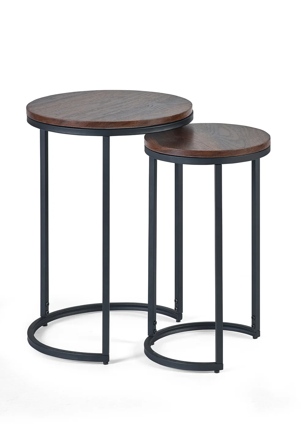 Julian Bowen Walnut Tribeca Round Nesting Side Tables (55 x 40 x 40cm) - One Size Image 2