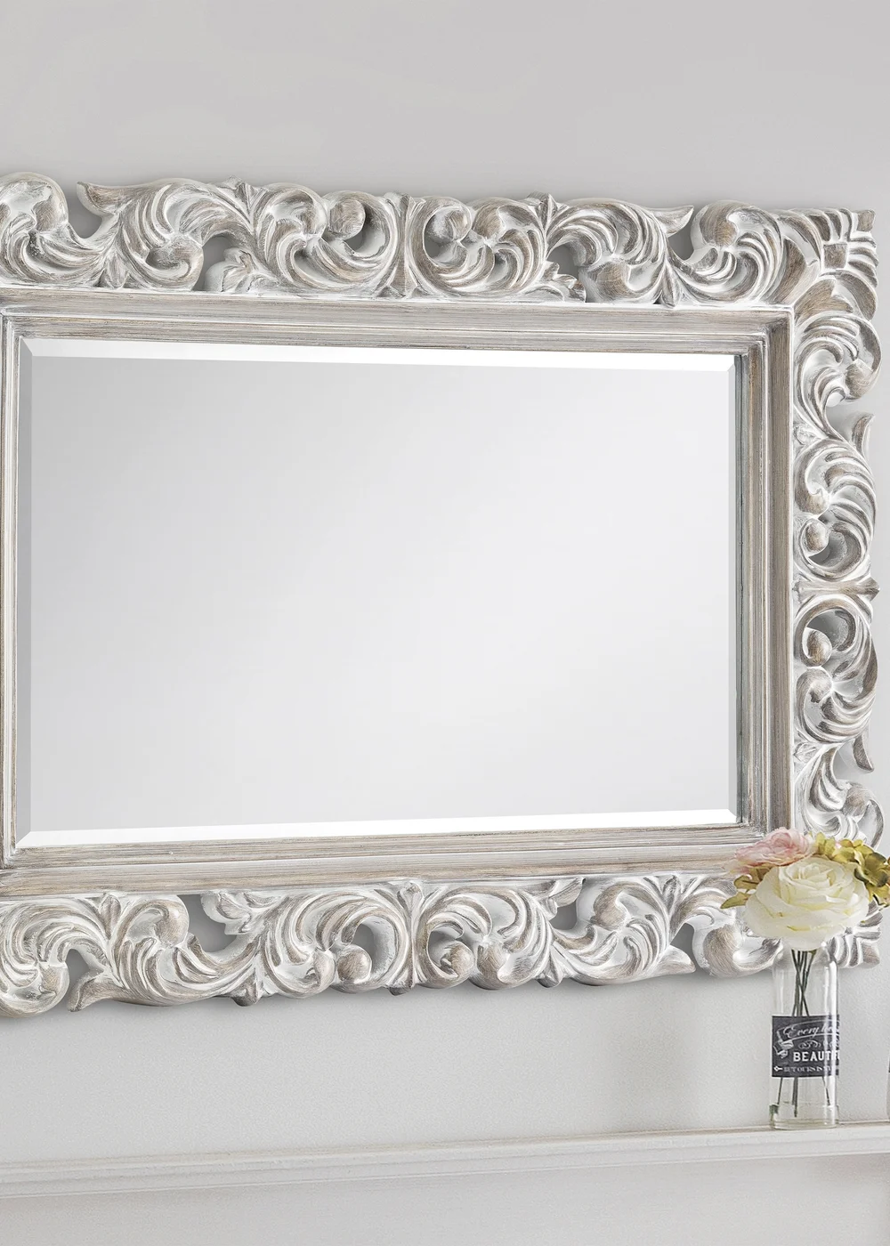 Julian Bowen Baroque Distressed Wall Mirror (82 x 113 x 4cm) - One Size Image 1