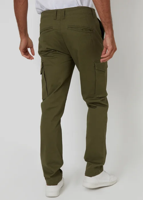 Threadbare Khaki Cotton Cargo Trousers With Stretch - 38/L32 Image 2