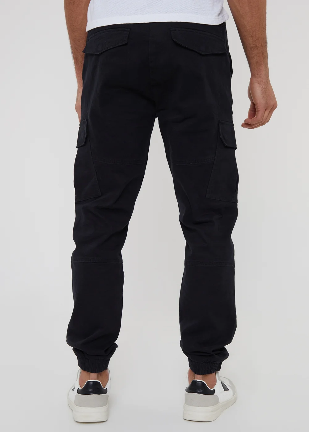 Threadbare Black Cotton Jogger Style Cargo Trousers With Stretch - 2XL Image 2