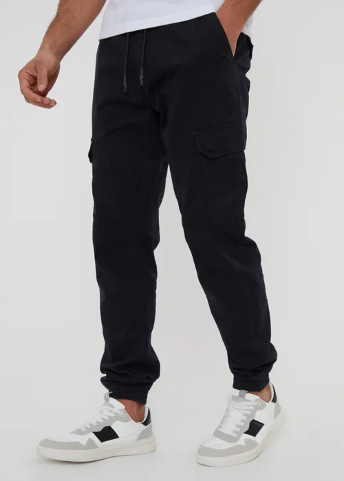Threadbare Black Cotton Jogger Style Cargo Trousers With Stretch - 2XL Image 1