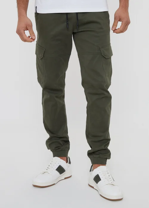 Threadbare Khaki Cotton Jogger Style Cargo Trousers With Stretch - L Image 1