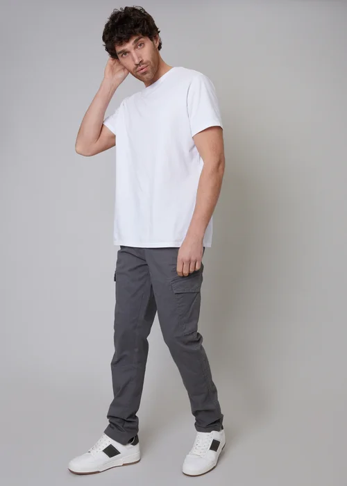 Threadbare Grey Cotton Cargo Trousers With Stretch - 34/L32 Image 4