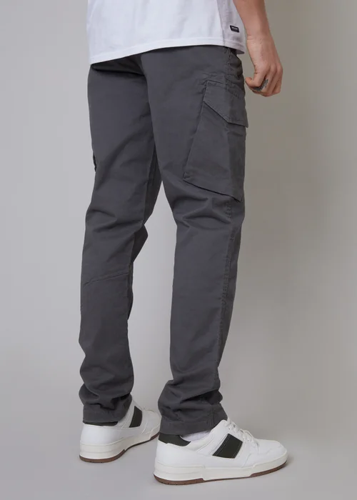 Threadbare Grey Cotton Cargo Trousers With Stretch - 34/L32 Image 2