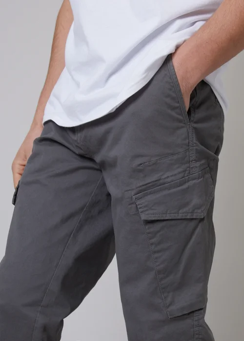 Threadbare Grey Cotton Cargo Trousers With Stretch - 34/L32 Image 3