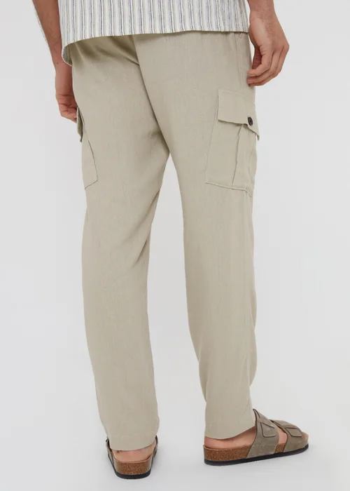 Threadbare Stone Linen Blend Cargo Trousers - 36/L32 Image 2