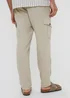 Threadbare Stone Linen Blend Cargo Trousers - 36/L32 Image 2