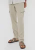 Threadbare Stone Linen Blend Cargo Trousers - 36/L32 Image 1
