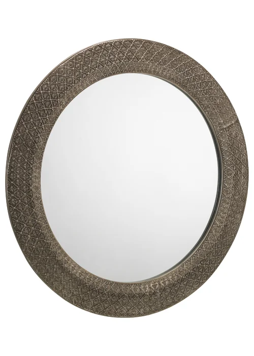Julian Bowen Cadence Large Round Pewter Wall Mirror (80 x 80 x 3cm) - One Size Image 2