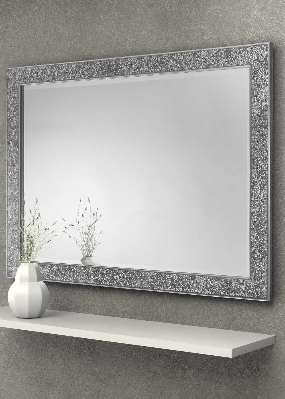Julian Bowen Silver Staccato Fragment Wall Mirror (80 x 110 x 2.5cm) - One Size Image 1