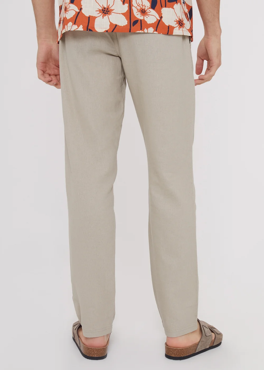 Threadbare Stone Linen Blend Trousers - 36/L32 Image 2