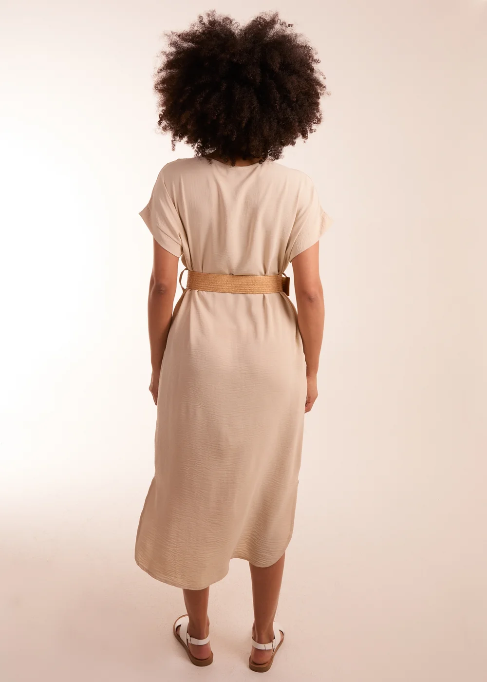 Blue Vanilla Stone Belted V neck Midi Dress - One Size Image 2