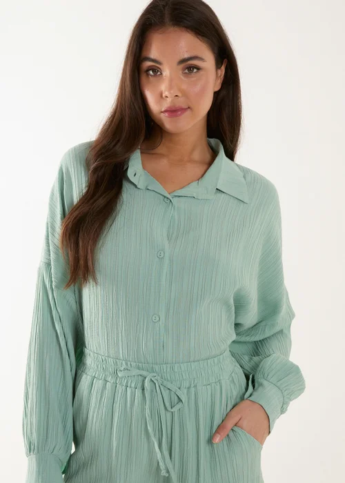 Blue Vanilla Green Waffle Shirt & Trouser Set - One Size Image 3