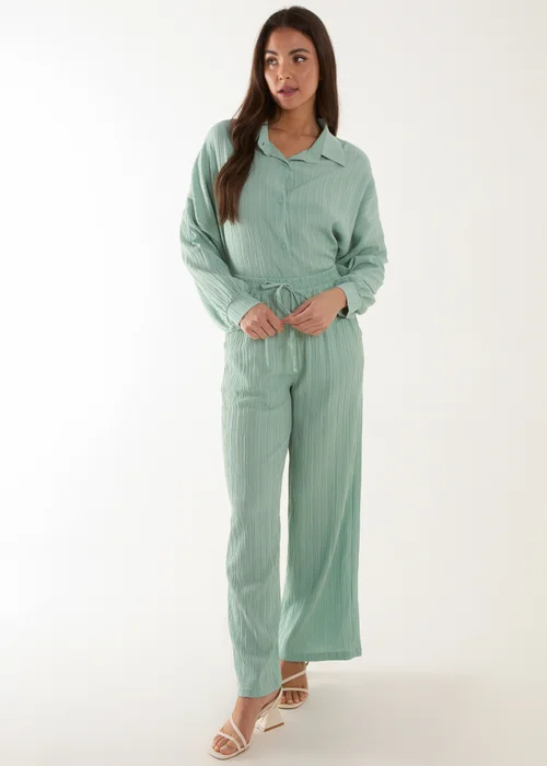 Blue Vanilla Green Waffle Shirt & Trouser Set - One Size Image 4