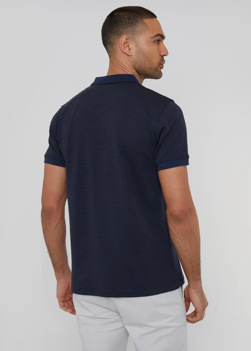 Threadbare Navy Textured Cotton Rich Polo Shirt - S Image 2