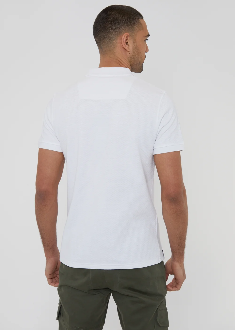 Threadbare White Textured Cotton Rich Polo Shirt - S Image 2