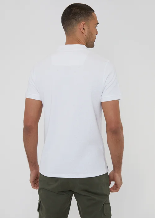Threadbare White Textured Cotton Rich Polo Shirt - S Image 2