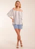 Blue Vanilla Blue Bardot Top With Stripe - Large Image 4