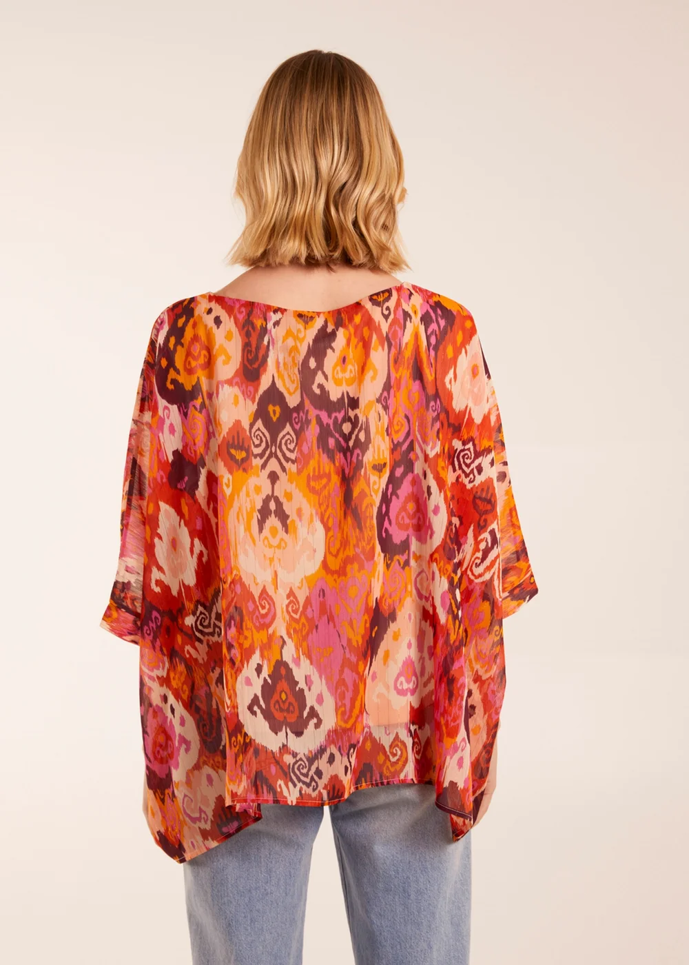 Blue Vanilla Orange Oversized Kimono Top - S/M Image 2